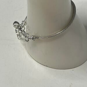 Charm necklace silver tone w extension heart dangle costume fashion jewelry